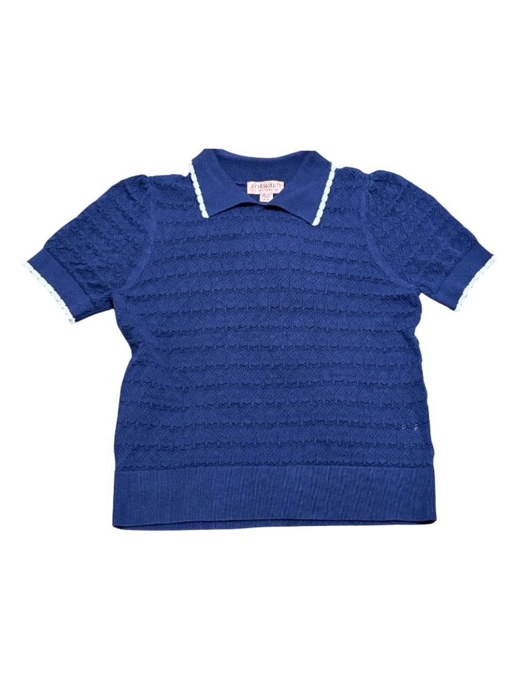 Forward Young Contemporary Soft Navy Pointelle Lace Knit Sweater | Size M